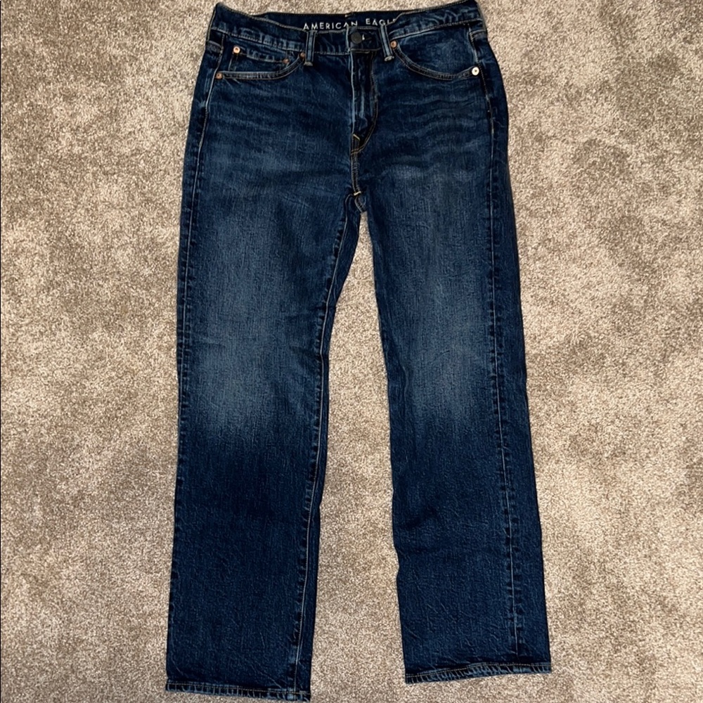 American Eagle Outfitters Men's Dark Blue Straight Jeans